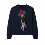 Astronaut with Planet Balloons T-Shirt | Space Themed Graphic Tee | Cute Outer Space Adventure Design for Kids & Adults - Sweatshirt 1758273105153.jpg
