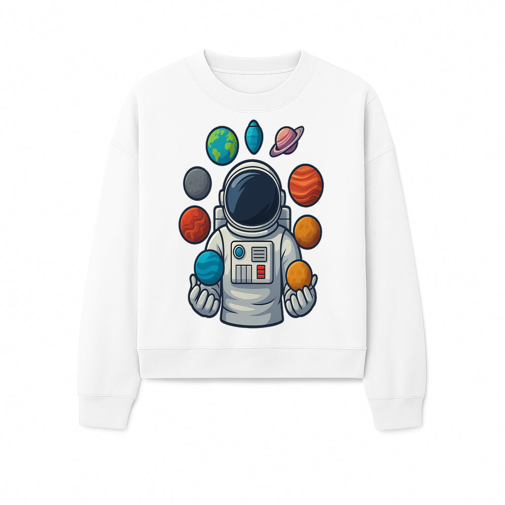 Astronaut Planet Art Print | Space Theme Poster | Galaxy Universe Wall Decor | Cosmic Design For Kids Room or Office - Sweatshirt 1758273107773.jpg