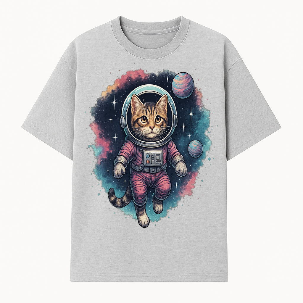 Astronaut Cat Illustration - Cute Space Kitten Art Print, Galactic Decor, Cosmic Cat Artwork for Animal Lovers and Space Enthusiasts - T-shirt 1758273109561.jpg