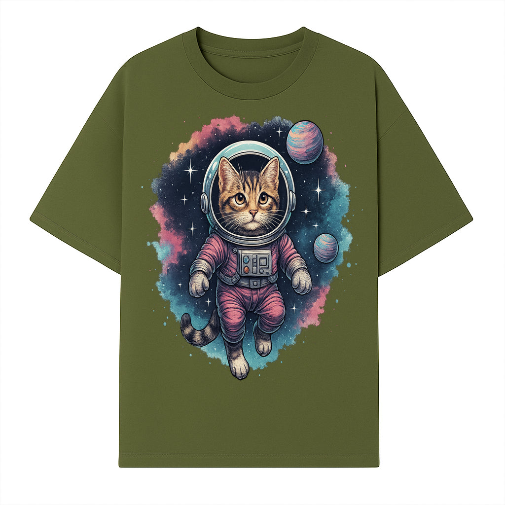 Astronaut Cat Illustration - Cute Space Kitten Art Print, Galactic Decor, Cosmic Cat Artwork for Animal Lovers and Space Enthusiasts - T-shirt 1758273110071.jpg
