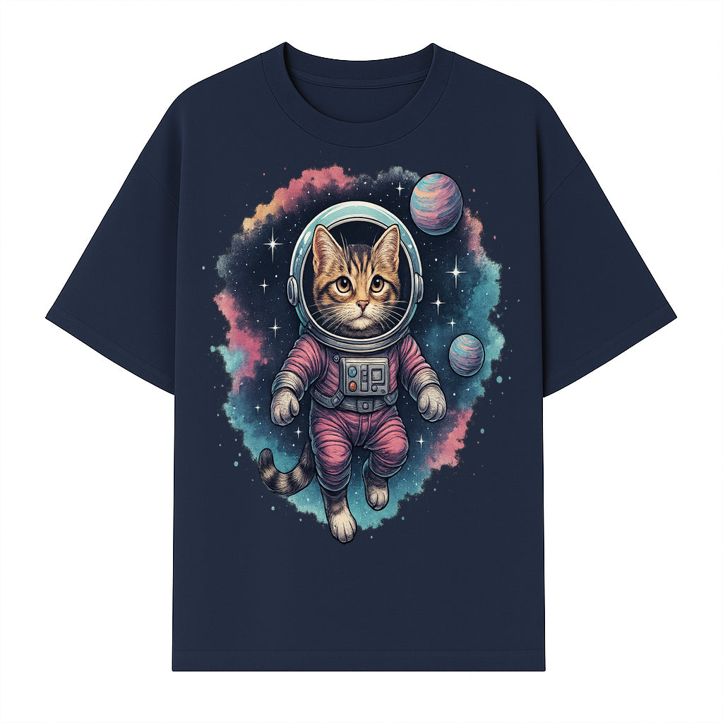 Astronaut Cat Illustration - Cute Space Kitten Art Print, Galactic Decor, Cosmic Cat Artwork for Animal Lovers and Space Enthusiasts - T-shirt 1758273110825.jpg