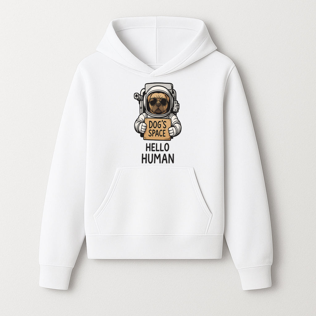 Astronaut Dog's Space Hello Human T-Shirt | Cute Dog Lover Graphic Tee | Unique Gift for Pet Owners | Fun Space-Themed Apparel - Hoodie 1758273111498.jpg
