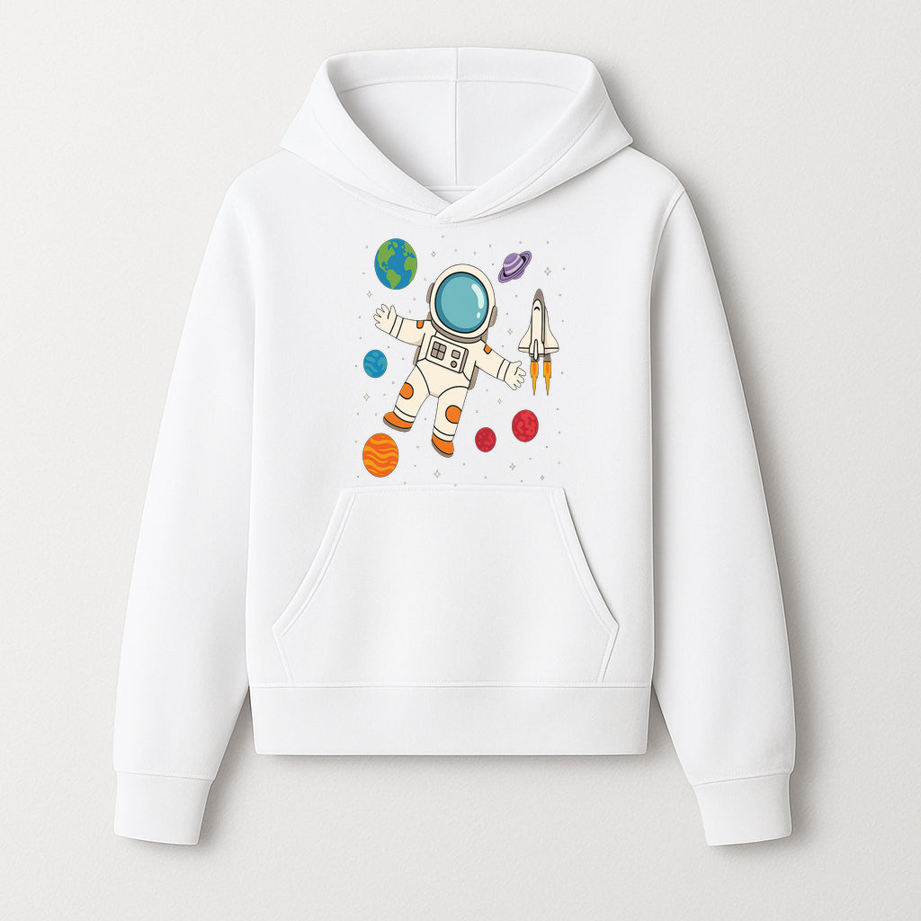 Astronaut Space Adventure Art Print | Planets & Rocket Ship Illustration | Fun Kids Room Decor | Outer Space Wall Art - Hoodie 1758273112066.jpg
