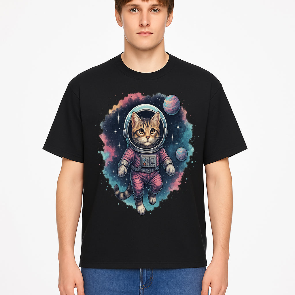 Astronaut Cat Illustration - Cute Space Kitten Art Print, Galactic Decor, Cosmic Cat Artwork for Animal Lovers and Space Enthusiasts - T-shirt 1758273112416.jpg
