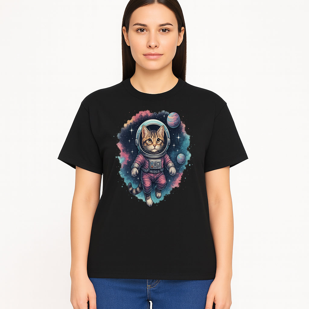 Astronaut Cat Illustration - Cute Space Kitten Art Print, Galactic Decor, Cosmic Cat Artwork for Animal Lovers and Space Enthusiasts - T-shirt 1758273112540.jpg