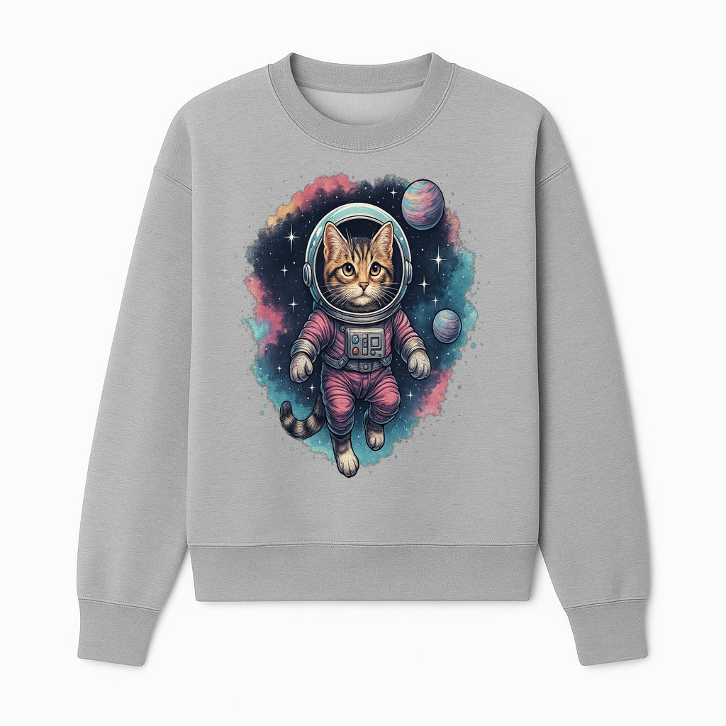 Astronaut Cat Illustration - Cute Space Kitten Art Print, Galactic Decor, Cosmic Cat Artwork for Animal Lovers and Space Enthusiasts - Sweatshirt 1758273112675.jpg