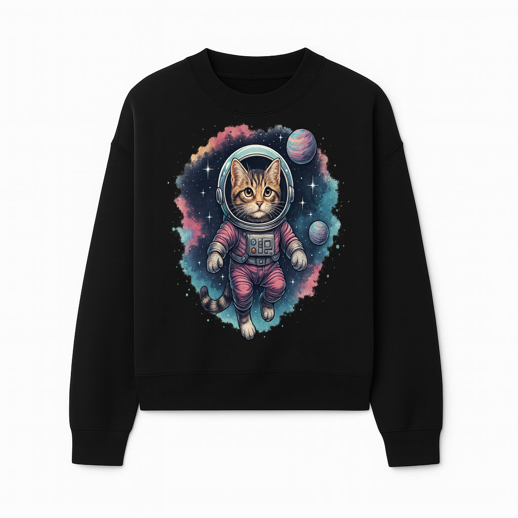Astronaut Cat Illustration - Cute Space Kitten Art Print, Galactic Decor, Cosmic Cat Artwork for Animal Lovers and Space Enthusiasts - Sweatshirt 1758273112803.jpg