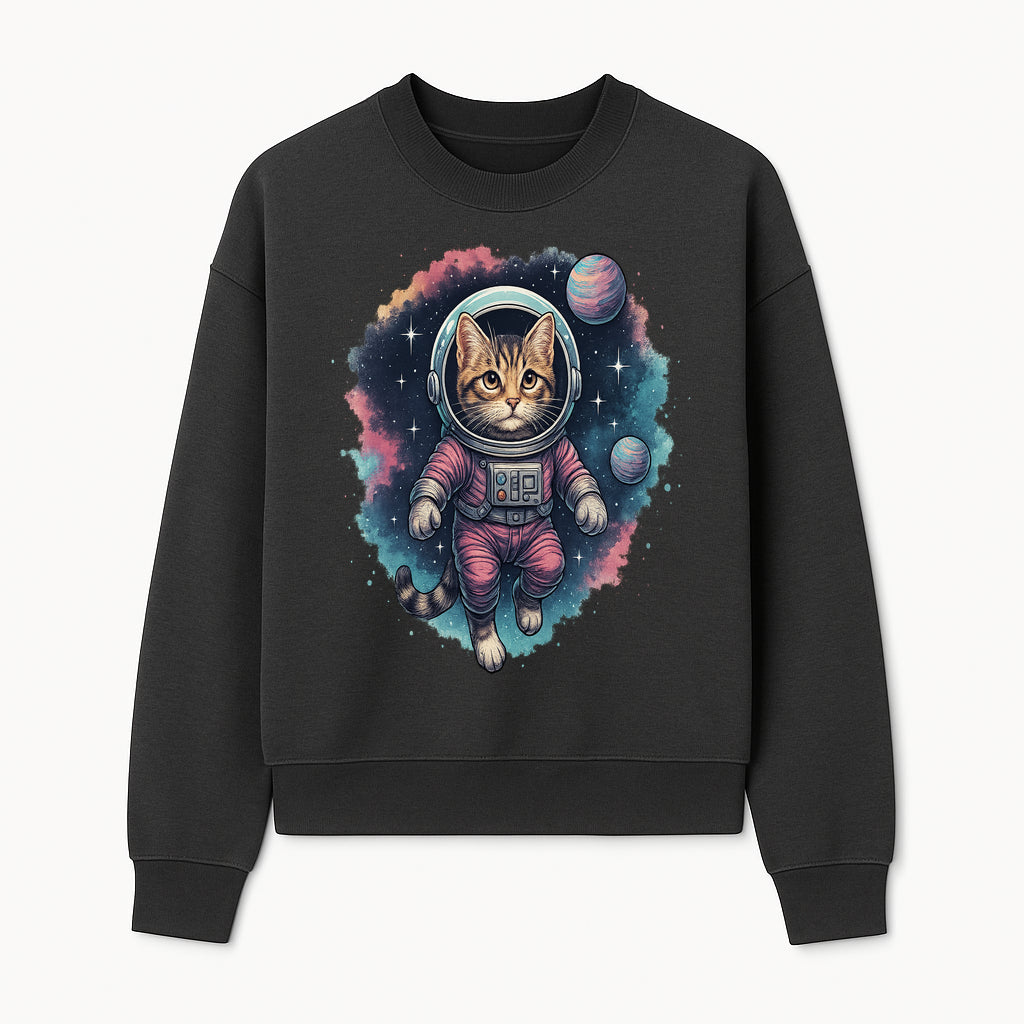 Astronaut Cat Illustration - Cute Space Kitten Art Print, Galactic Decor, Cosmic Cat Artwork for Animal Lovers and Space Enthusiasts - Sweatshirt 1758273112940.jpg