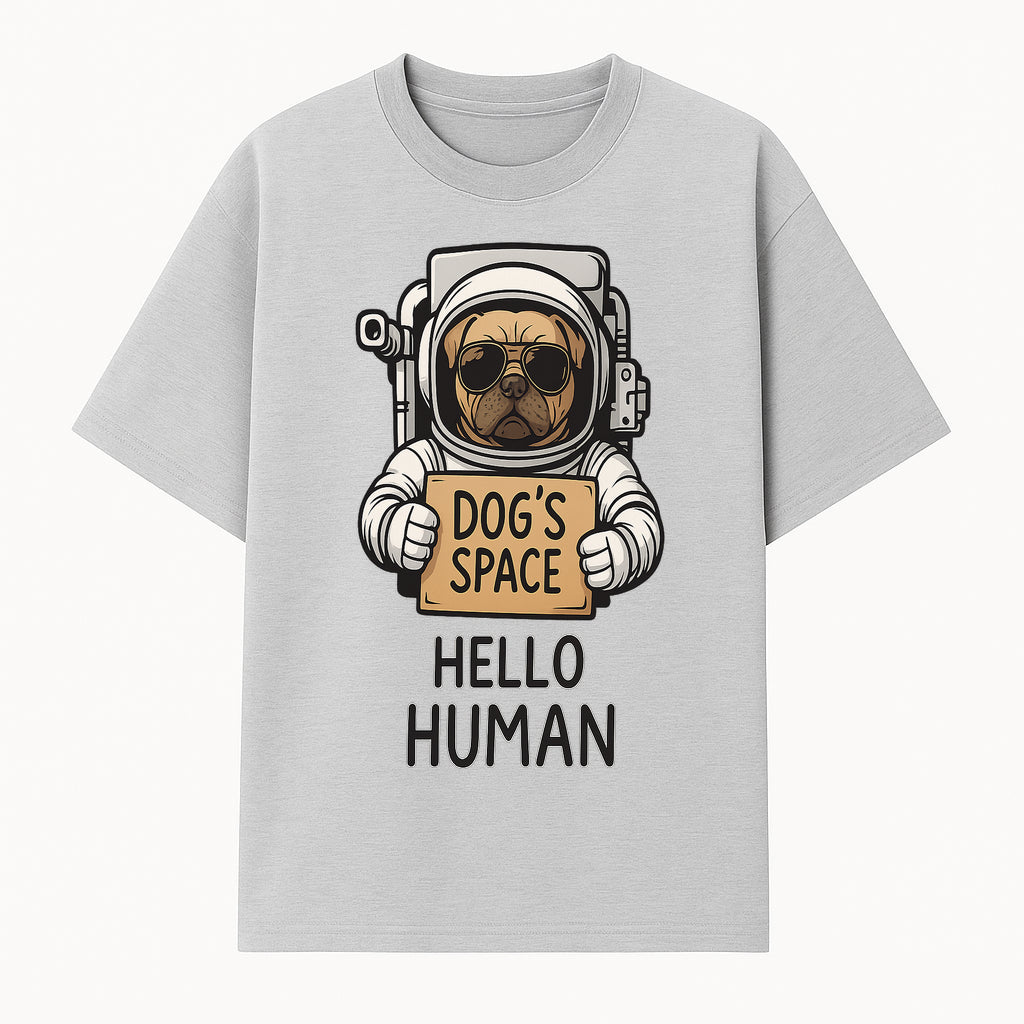Astronaut Dog's Space Hello Human T-Shirt | Cute Dog Lover Graphic Tee | Unique Gift for Pet Owners | Fun Space-Themed Apparel - T-shirt 1758273112948.jpg