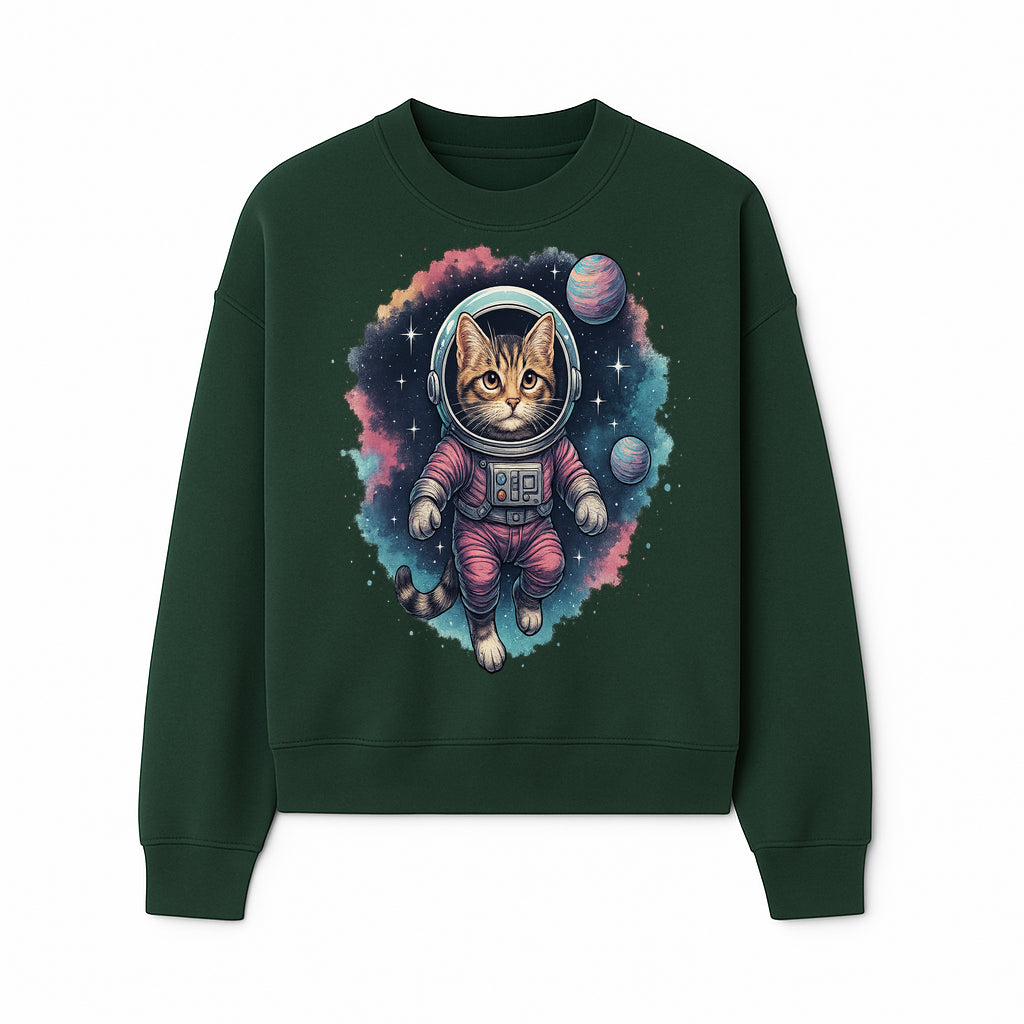 Astronaut Cat Illustration - Cute Space Kitten Art Print, Galactic Decor, Cosmic Cat Artwork for Animal Lovers and Space Enthusiasts - Sweatshirt 1758273113088.jpg