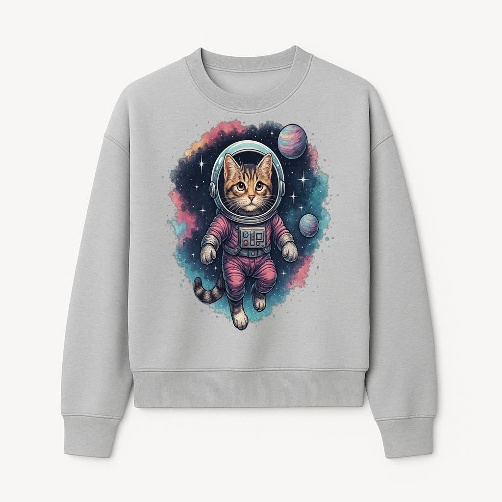 Astronaut Cat Illustration - Cute Space Kitten Art Print, Galactic Decor, Cosmic Cat Artwork for Animal Lovers and Space Enthusiasts - Sweatshirt 1758273113208.jpg