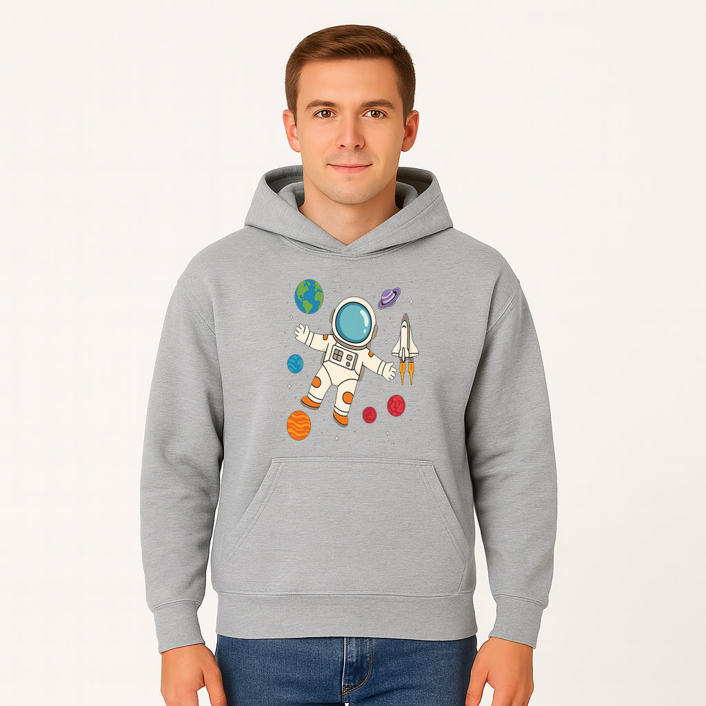 Astronaut Space Adventure Art Print | Planets & Rocket Ship Illustration | Fun Kids Room Decor | Outer Space Wall Art - Hoodie 1758273113217.jpg