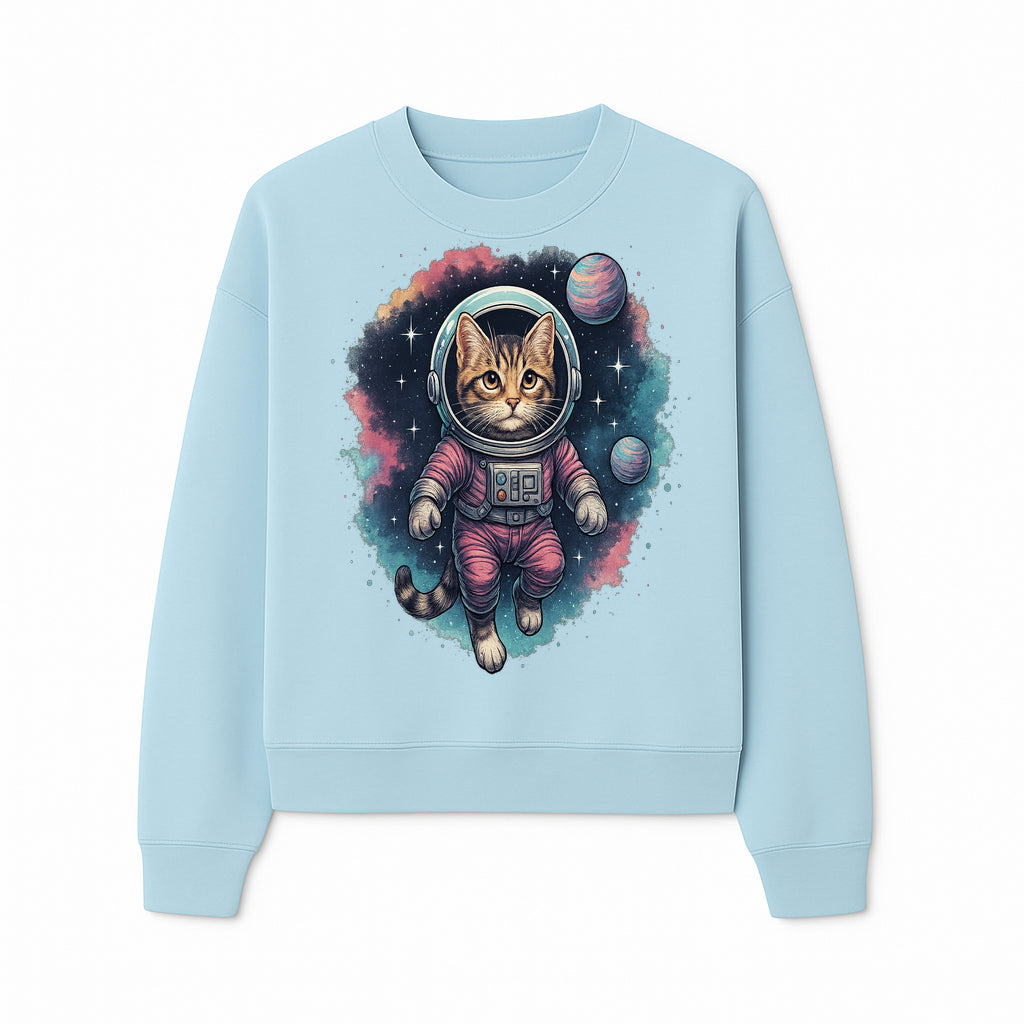 Astronaut Cat Illustration - Cute Space Kitten Art Print, Galactic Decor, Cosmic Cat Artwork for Animal Lovers and Space Enthusiasts - Sweatshirt 1758273113370.jpg