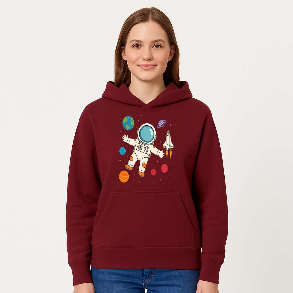 Astronaut Space Adventure Art Print | Planets & Rocket Ship Illustration | Fun Kids Room Decor | Outer Space Wall Art - Hoodie 1758273113382.jpg