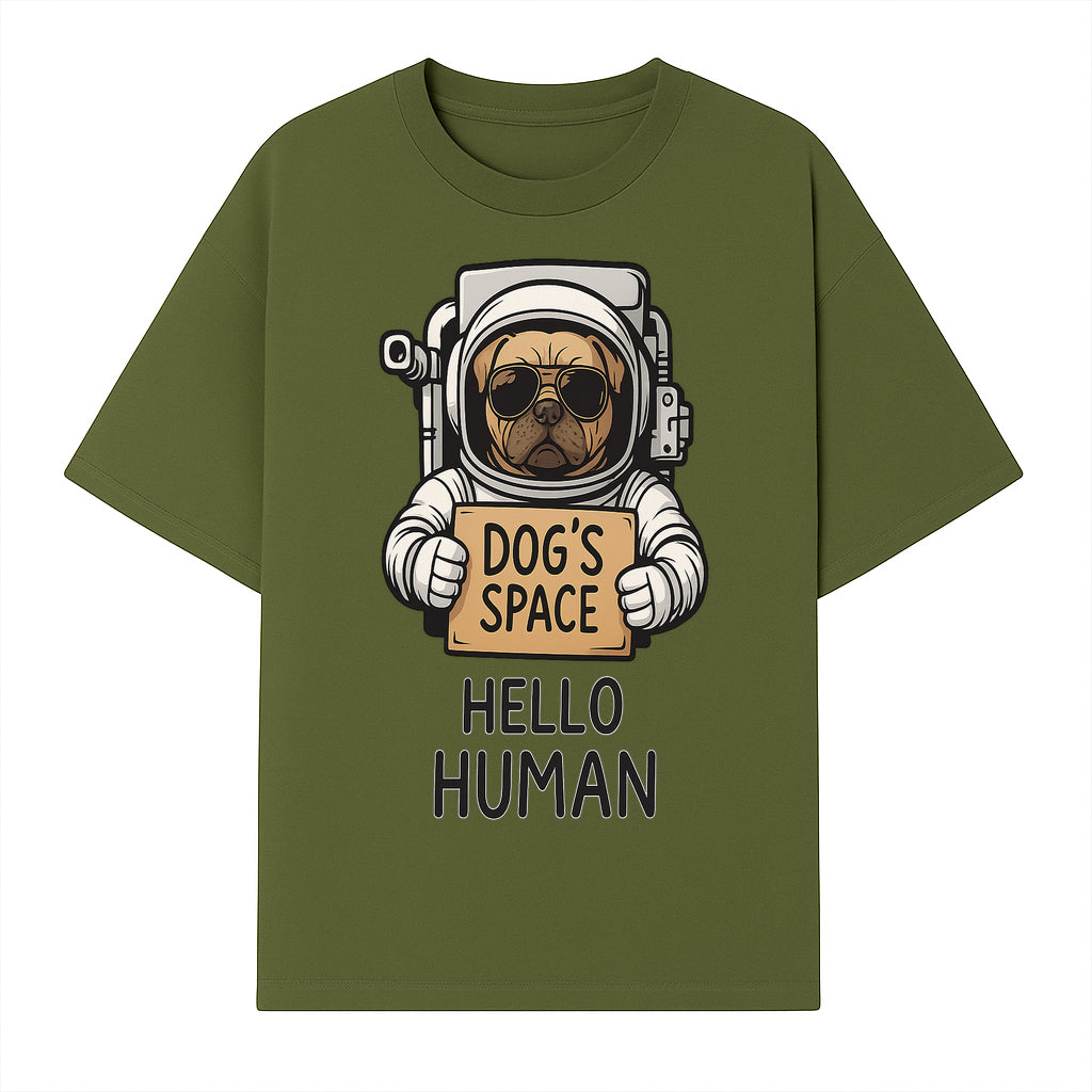 Astronaut Dog's Space Hello Human T-Shirt | Cute Dog Lover Graphic Tee | Unique Gift for Pet Owners | Fun Space-Themed Apparel - T-shirt 1758273113404.jpg