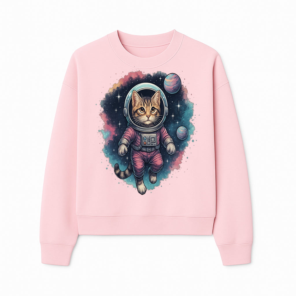 Astronaut Cat Illustration - Cute Space Kitten Art Print, Galactic Decor, Cosmic Cat Artwork for Animal Lovers and Space Enthusiasts - Sweatshirt 1758273113512.jpg