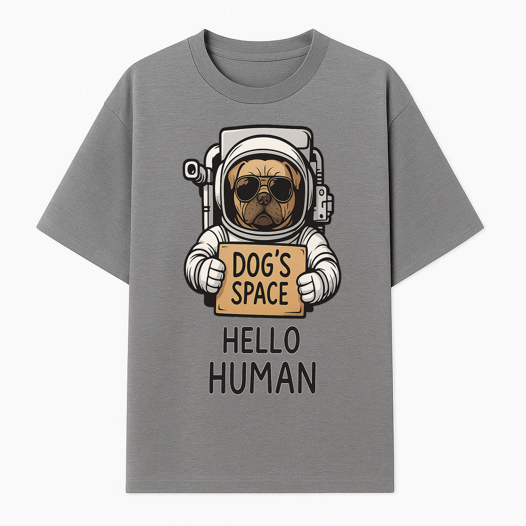 Astronaut Dog's Space Hello Human T-Shirt | Cute Dog Lover Graphic Tee | Unique Gift for Pet Owners | Fun Space-Themed Apparel - T-shirt 1758273113554.jpg