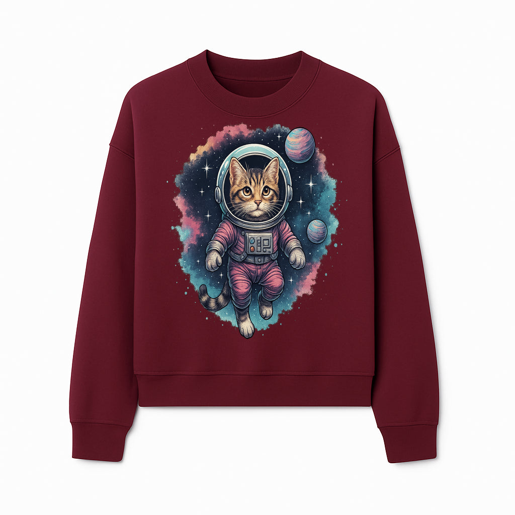 Astronaut Cat Illustration - Cute Space Kitten Art Print, Galactic Decor, Cosmic Cat Artwork for Animal Lovers and Space Enthusiasts - Sweatshirt 1758273113655.jpg
