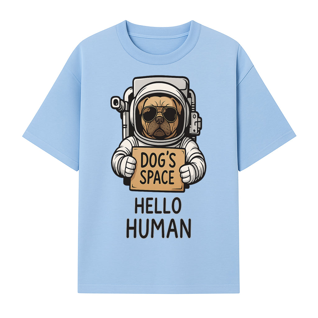 Astronaut Dog's Space Hello Human T-Shirt | Cute Dog Lover Graphic Tee | Unique Gift for Pet Owners | Fun Space-Themed Apparel - T-shirt 1758273113708.jpg
