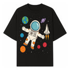 Astronaut Space Adventure Art Print | Planets & Rocket Ship Illustration | Fun Kids Room Decor | Outer Space Wall Art - T-shirt 1758273113783.jpg
