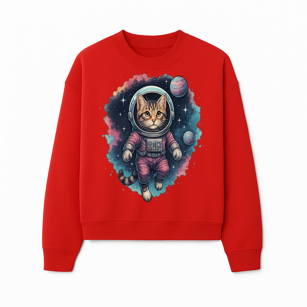 Astronaut Cat Illustration - Cute Space Kitten Art Print, Galactic Decor, Cosmic Cat Artwork for Animal Lovers and Space Enthusiasts - Sweatshirt 1758273113941.jpg