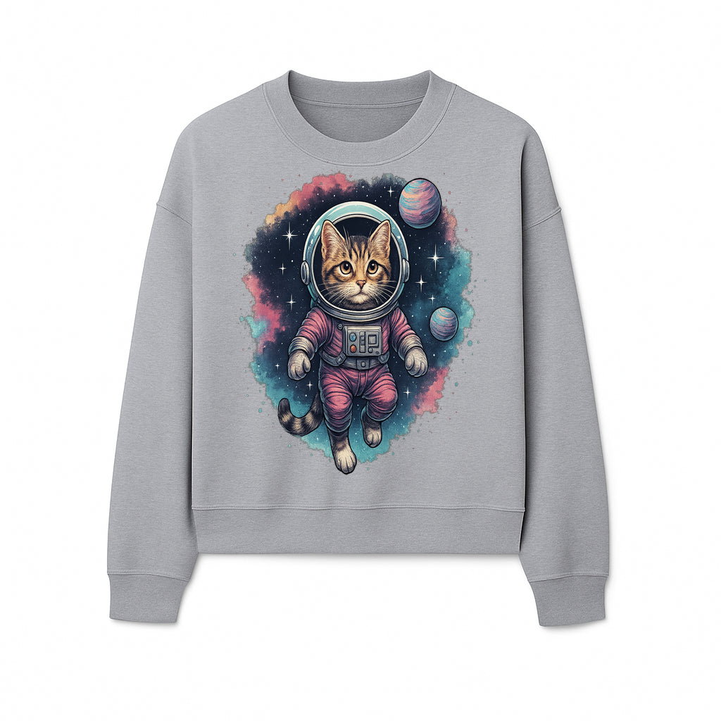 Astronaut Cat Illustration - Cute Space Kitten Art Print, Galactic Decor, Cosmic Cat Artwork for Animal Lovers and Space Enthusiasts - Sweatshirt 1758273114079.jpg
