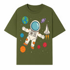 Astronaut Space Adventure Art Print | Planets & Rocket Ship Illustration | Fun Kids Room Decor | Outer Space Wall Art - T-shirt 1758273114094.jpg