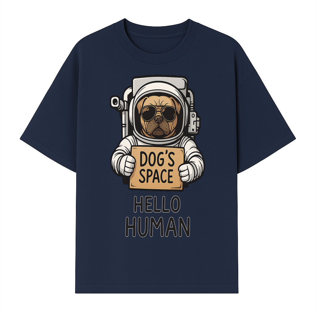 Astronaut Dog's Space Hello Human T-Shirt | Cute Dog Lover Graphic Tee | Unique Gift for Pet Owners | Fun Space-Themed Apparel - T-shirt 1758273114198.jpg