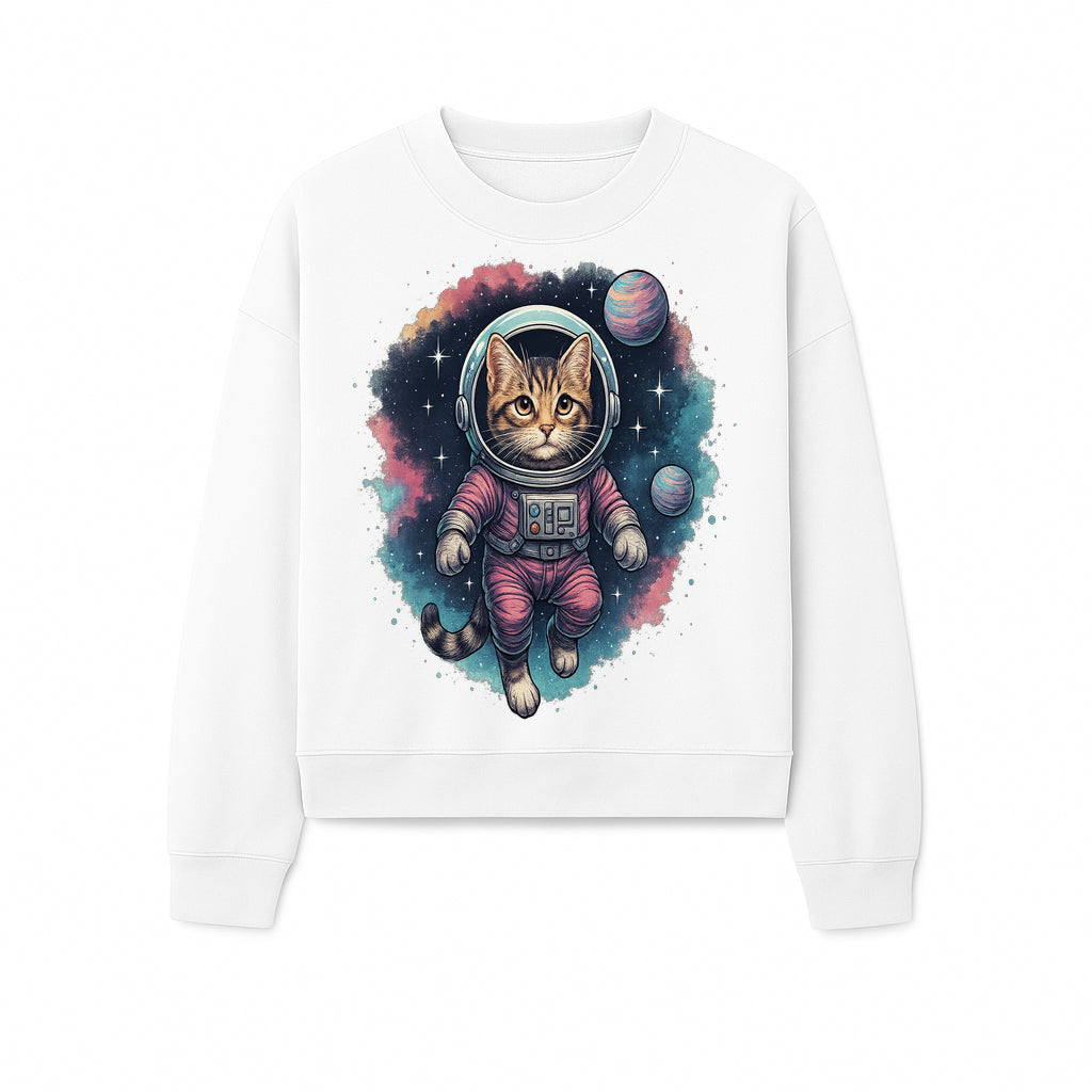 Astronaut Cat Illustration - Cute Space Kitten Art Print, Galactic Decor, Cosmic Cat Artwork for Animal Lovers and Space Enthusiasts - Sweatshirt 1758273114242.jpg