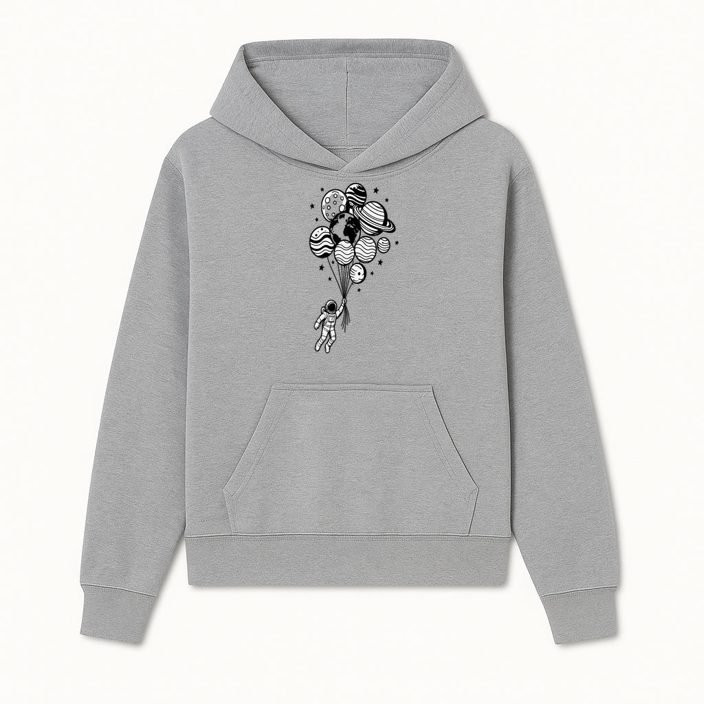 Astronaut Holding Planet Balloons Graphic T-Shirt | Space Adventure Design | Galaxy-Themed Apparel for Kids and Adults - Hoodie 1758273114248.jpg