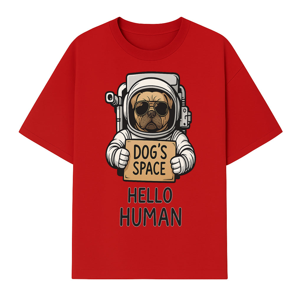 Astronaut Dog's Space Hello Human T-Shirt | Cute Dog Lover Graphic Tee | Unique Gift for Pet Owners | Fun Space-Themed Apparel - T-shirt 1758273114317.jpg