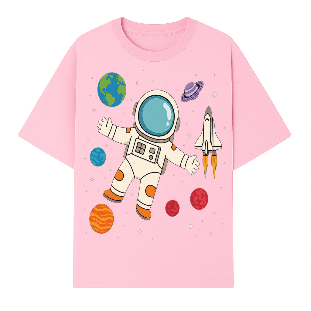 Astronaut Space Adventure Art Print | Planets & Rocket Ship Illustration | Fun Kids Room Decor | Outer Space Wall Art - T-shirt 1758273114521.jpg