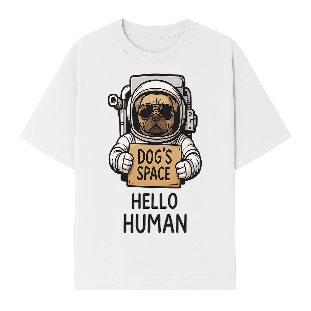 Astronaut Dog's Space Hello Human T-Shirt | Cute Dog Lover Graphic Tee | Unique Gift for Pet Owners | Fun Space-Themed Apparel - T-shirt 1758273114595.jpg
