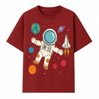 Astronaut Space Adventure Art Print | Planets & Rocket Ship Illustration | Fun Kids Room Decor | Outer Space Wall Art - T-shirt 1758273114702.jpg