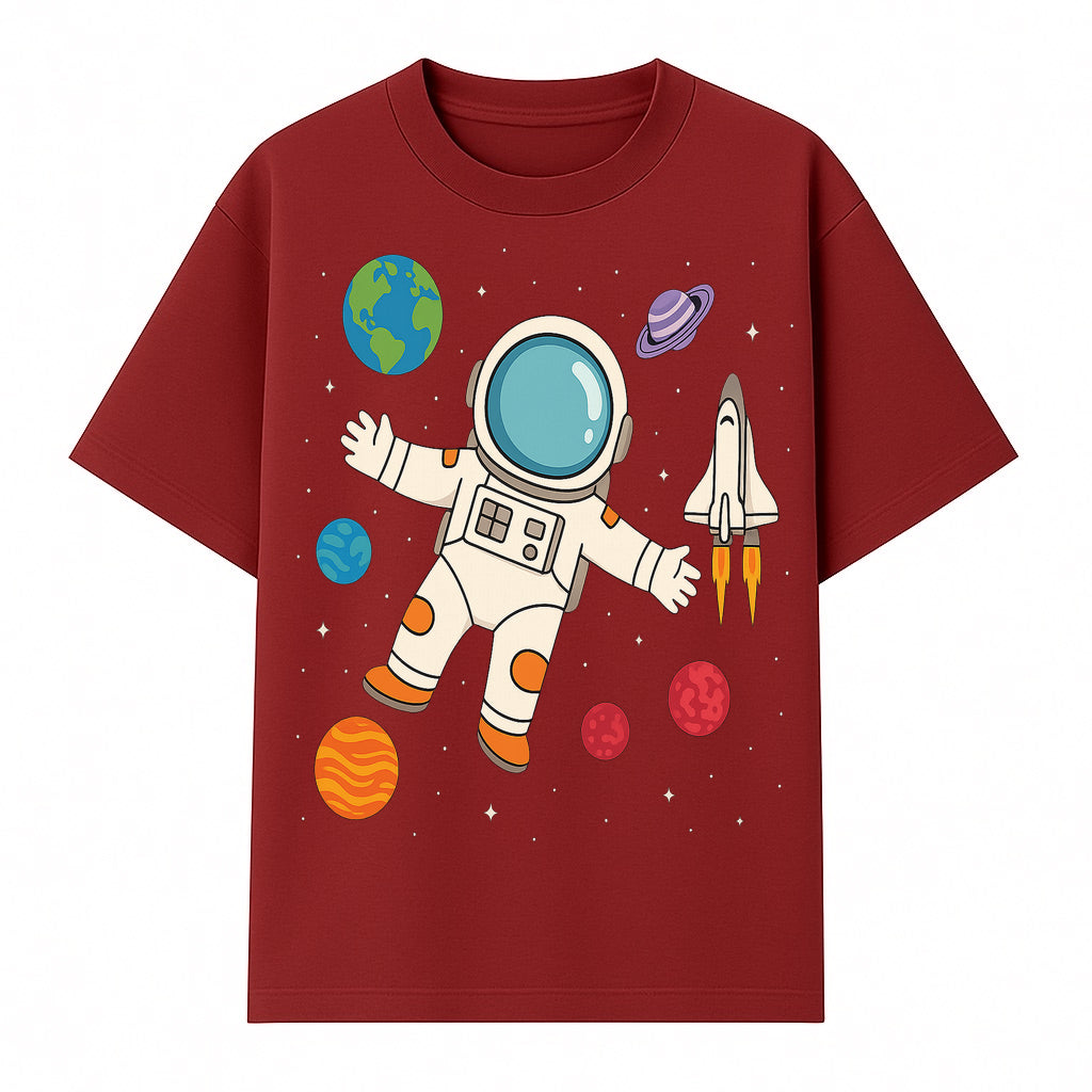 Astronaut Space Adventure Art Print | Planets & Rocket Ship Illustration | Fun Kids Room Decor | Outer Space Wall Art - T-shirt 1758273114702.jpg