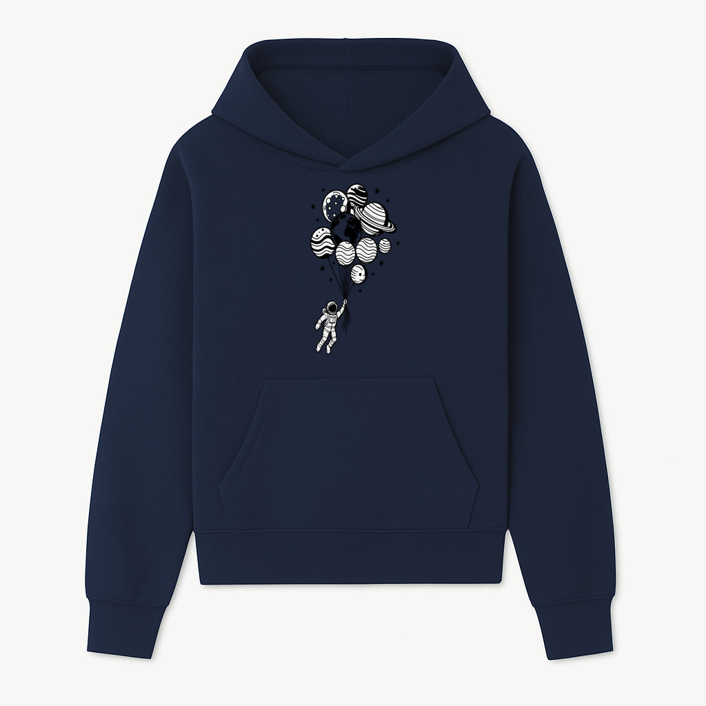 Astronaut Holding Planet Balloons Graphic T-Shirt | Space Adventure Design | Galaxy-Themed Apparel for Kids and Adults - Hoodie 1758273114850.jpg