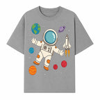 Astronaut Space Adventure Art Print | Planets & Rocket Ship Illustration | Fun Kids Room Decor | Outer Space Wall Art - T-shirt 1758273115162.jpg
