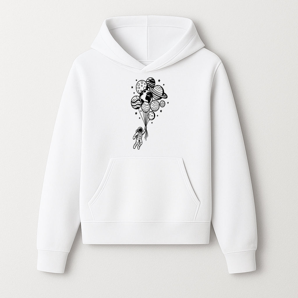 Astronaut Holding Planet Balloons Graphic T-Shirt | Space Adventure Design | Galaxy-Themed Apparel for Kids and Adults - Hoodie 1758273115349.jpg
