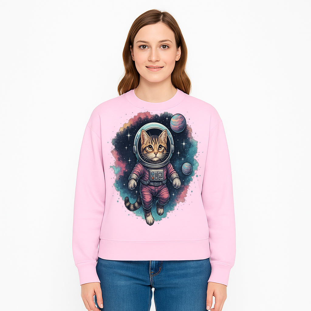Astronaut Cat Illustration - Cute Space Kitten Art Print, Galactic Decor, Cosmic Cat Artwork for Animal Lovers and Space Enthusiasts - Sweatshirt 1758273115532.jpg