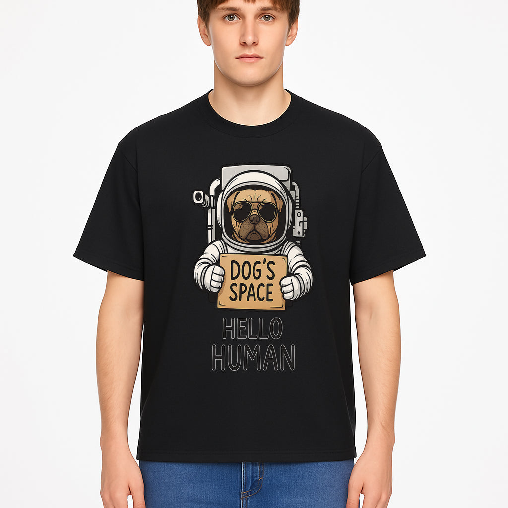 Astronaut Dog's Space Hello Human T-Shirt | Cute Dog Lover Graphic Tee | Unique Gift for Pet Owners | Fun Space-Themed Apparel - T-shirt 1758273115719.jpg
