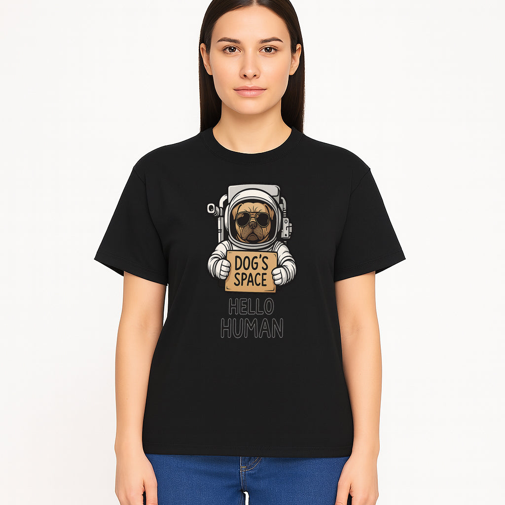 Astronaut Dog's Space Hello Human T-Shirt | Cute Dog Lover Graphic Tee | Unique Gift for Pet Owners | Fun Space-Themed Apparel - T-shirt 1758273115870.jpg