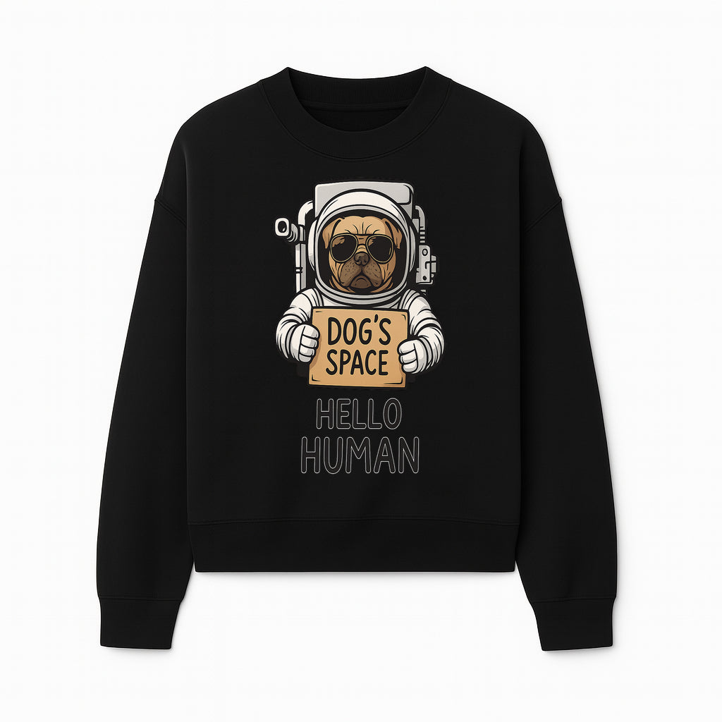Astronaut Dog's Space Hello Human T-Shirt | Cute Dog Lover Graphic Tee | Unique Gift for Pet Owners | Fun Space-Themed Apparel - Sweatshirt 1758273116172.jpg