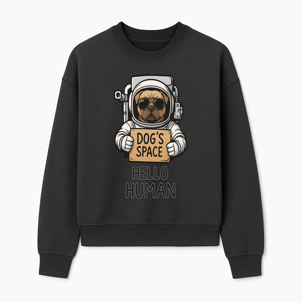 Astronaut Dog's Space Hello Human T-Shirt | Cute Dog Lover Graphic Tee | Unique Gift for Pet Owners | Fun Space-Themed Apparel - Sweatshirt 1758273116428.jpg
