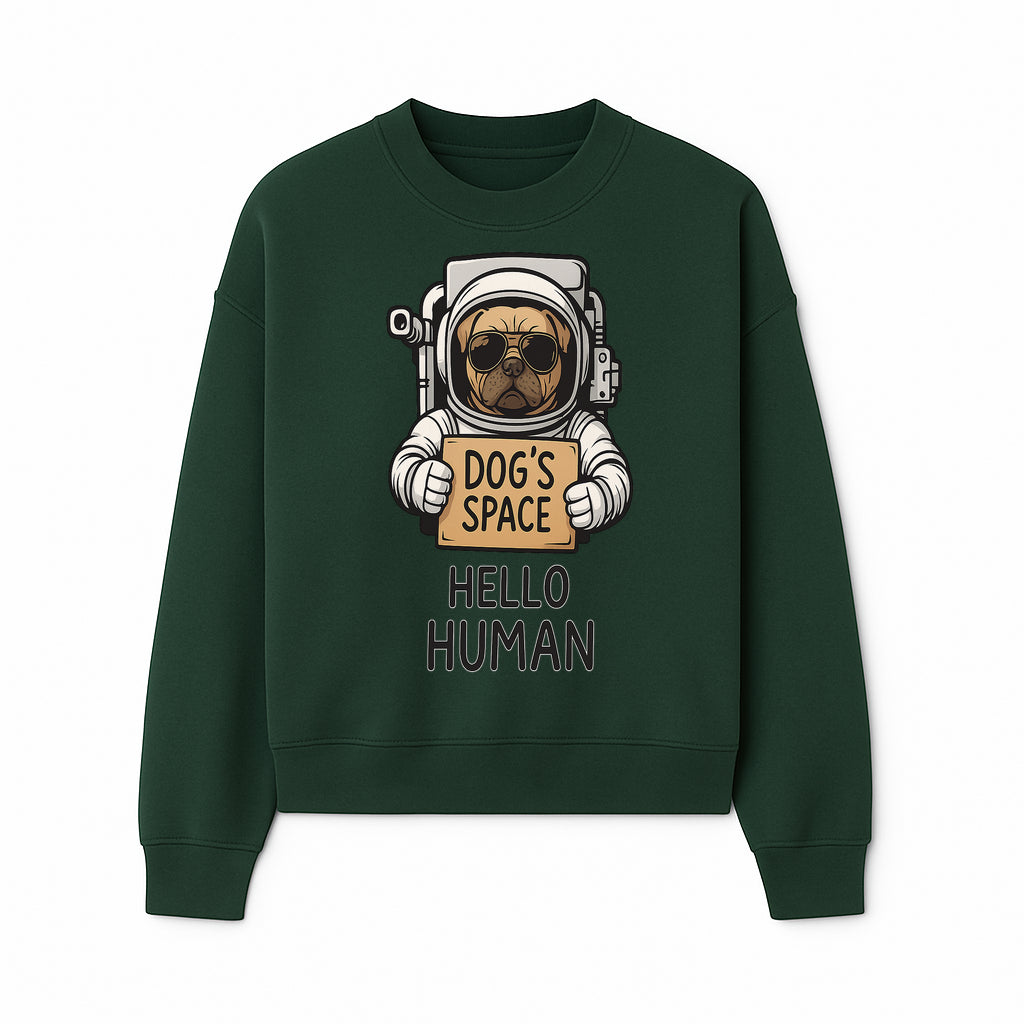 Astronaut Dog's Space Hello Human T-Shirt | Cute Dog Lover Graphic Tee | Unique Gift for Pet Owners | Fun Space-Themed Apparel - Sweatshirt 1758273116556.jpg