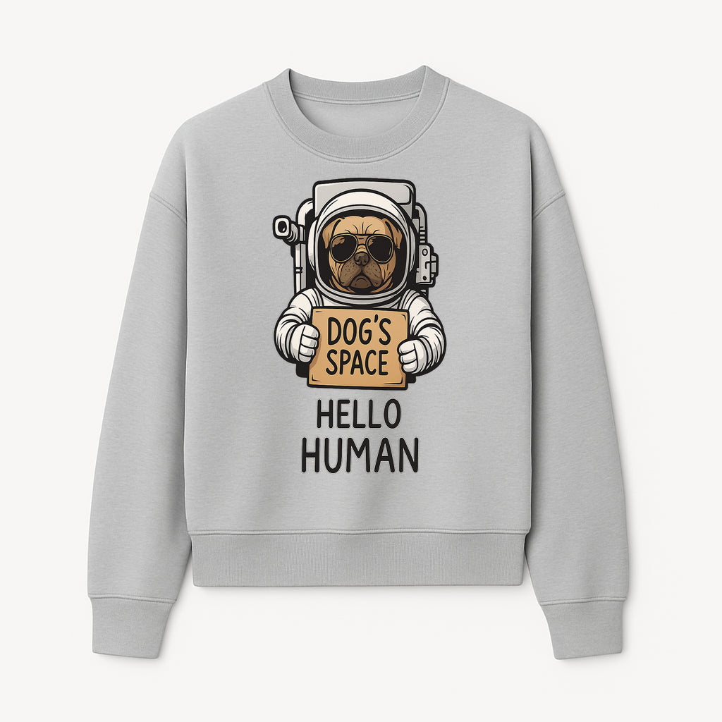 Astronaut Dog's Space Hello Human T-Shirt | Cute Dog Lover Graphic Tee | Unique Gift for Pet Owners | Fun Space-Themed Apparel - Sweatshirt 1758273116718.jpg