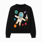 Astronaut Space Adventure Art Print | Planets & Rocket Ship Illustration | Fun Kids Room Decor | Outer Space Wall Art - Sweatshirt 1758273116849.jpg