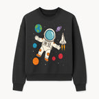 Astronaut Space Adventure Art Print | Planets & Rocket Ship Illustration | Fun Kids Room Decor | Outer Space Wall Art - Sweatshirt 1758273116983.jpg