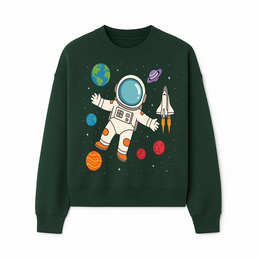 Astronaut Space Adventure Art Print | Planets & Rocket Ship Illustration | Fun Kids Room Decor | Outer Space Wall Art - Sweatshirt 1758273117110.jpg