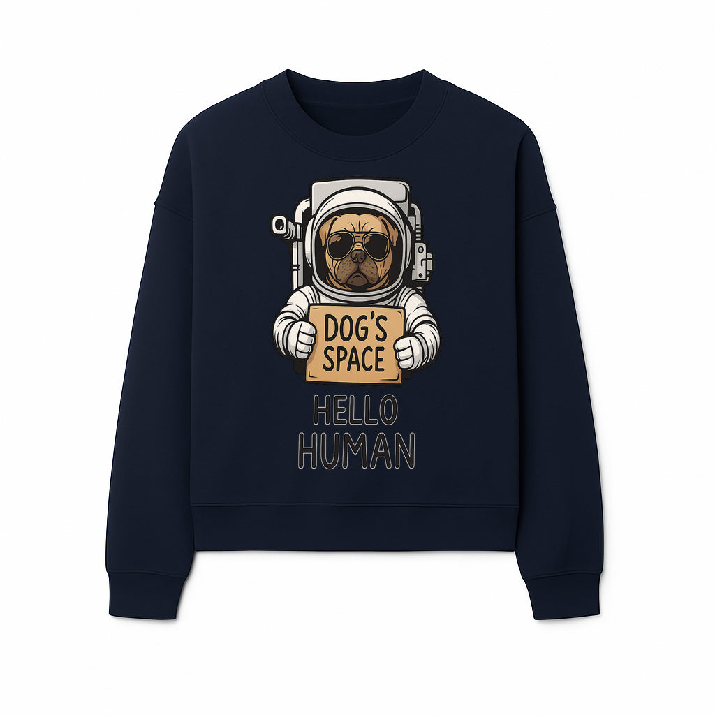Astronaut Dog's Space Hello Human T-Shirt | Cute Dog Lover Graphic Tee | Unique Gift for Pet Owners | Fun Space-Themed Apparel - Sweatshirt 1758273117329.jpg
