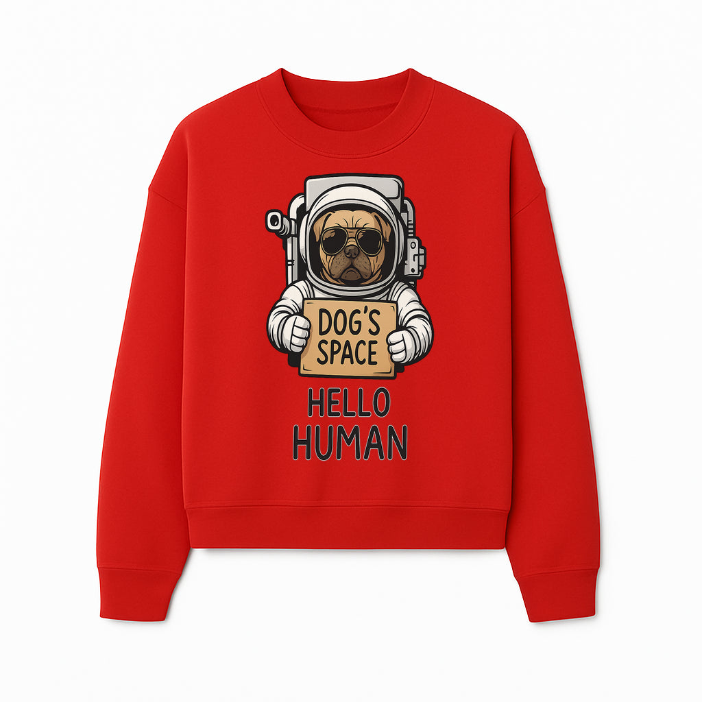 Astronaut Dog's Space Hello Human T-Shirt | Cute Dog Lover Graphic Tee | Unique Gift for Pet Owners | Fun Space-Themed Apparel - Sweatshirt 1758273117494.jpg